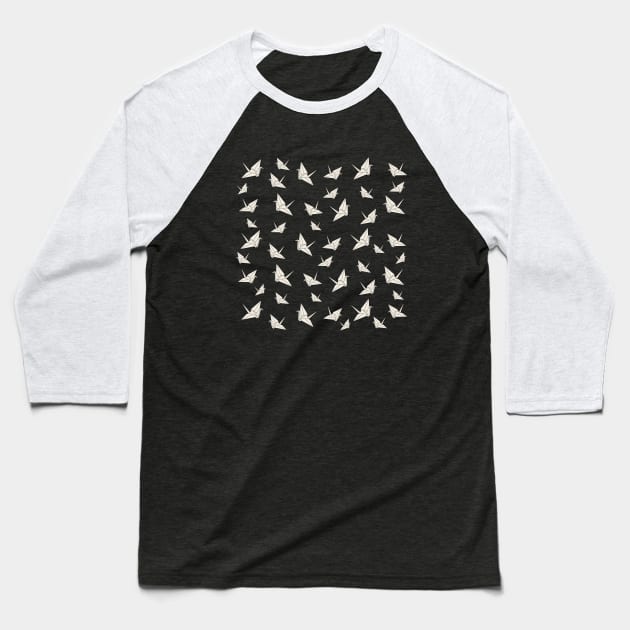 Paper Cranes Pattern Baseball T-Shirt by valentinahramov